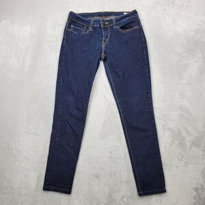 Levis Jeans Womens 7M Blue Cotton‎ Stretch Denim Pants Skinny Slim Dark Mid Zip